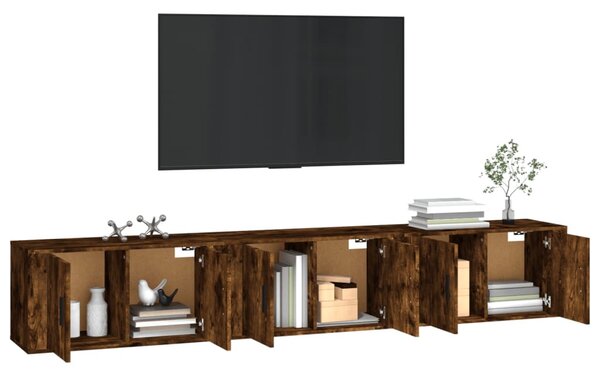 3 db füstös tölgy színű fali TV-szekrény 80 x 34,5 x 40 cm