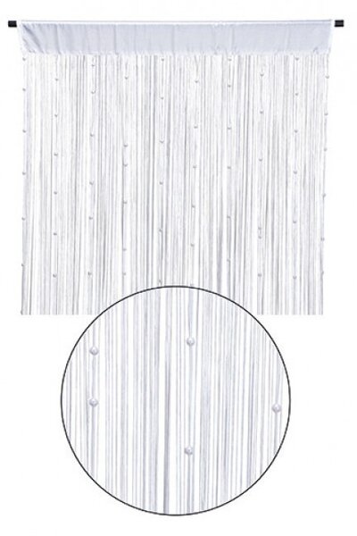 Függöny SPAGETTI(zsinórfüggöny) fehér, gyöngyökkel 90x210