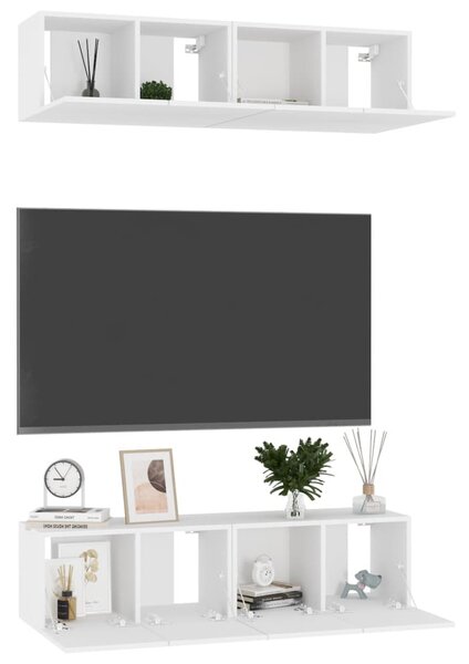 4 db fehér szerelt fa TV-szekrény 60 x 30 x 30 cm