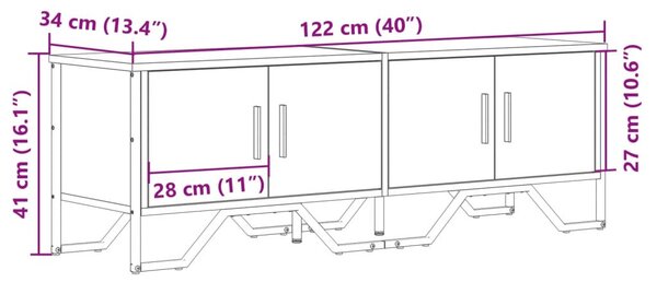 Füstös tölgy színű szerelt fa TV-szekrény 122 x 34 x 41 cm