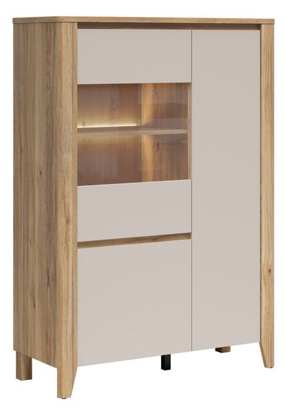 Könyvespolc Talduno 101, Ajtókkal, Zárt, Edzett üveg, Laminált forgácslap, 152x107x43cm, Világos tölgy, Kasmír