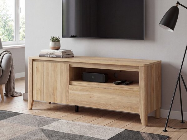 TV-állvány Talduno 100, Laminált forgácslap, 65x161x43cm, Világos tölgy