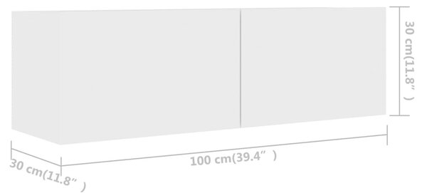 4 db fehér szerelt fa TV-szekrény 100 x 30 x 30 cm