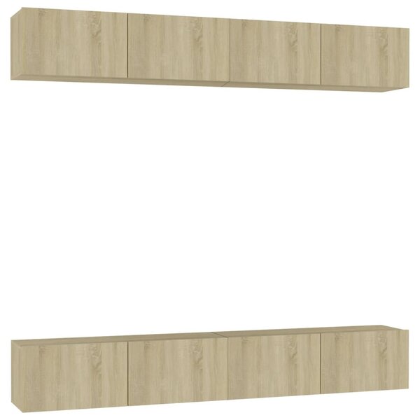 4 db sonoma tölgy színű szerelt fa TV-szekrény 100 x 30 x 30 cm