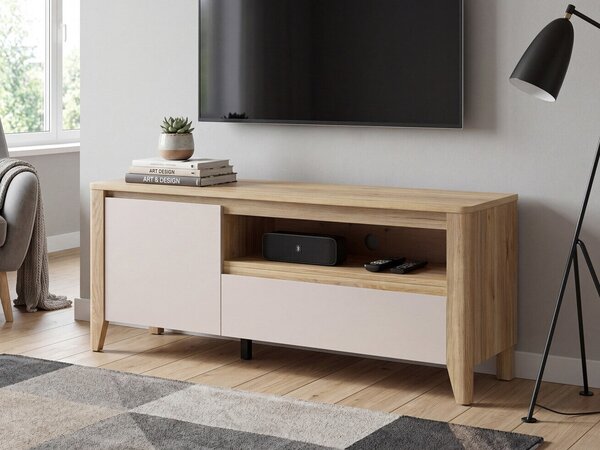 TV-állvány Talduno 100, Laminált forgácslap, 65x161x43cm, Kasmír, Világos tölgy