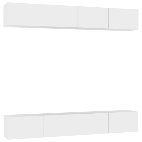 4 db fehér szerelt fa TV-szekrény 100 x 30 x 30 cm