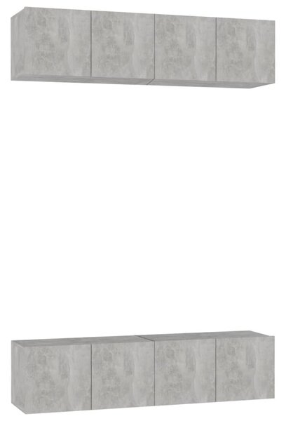 4 db betonszürke szerelt fa TV-szekrény 60 x 30 x 30 cm