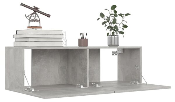 4 db betonszürke szerelt fa TV-szekrény 100 x 30 x 30 cm