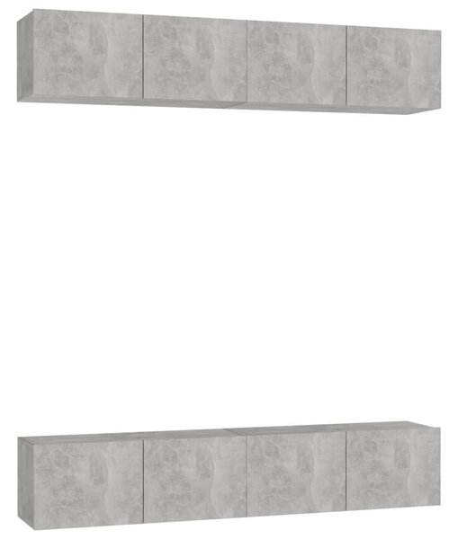 4 db betonszürke szerelt fa TV-szekrény 80 x 30 x 30 cm