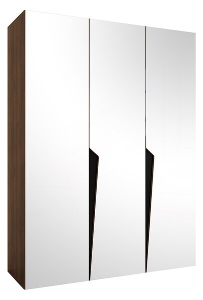 Gardróbszekrény Hartford 614, Laminált forgácslap, 202x150x52cm, Fekete, Dió