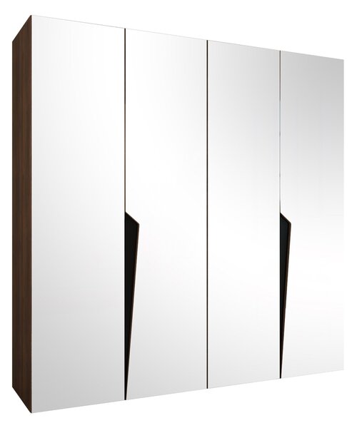 Gardróbszekrény Hartford 615, Laminált forgácslap, 202x200x52cm, Fekete, Dió
