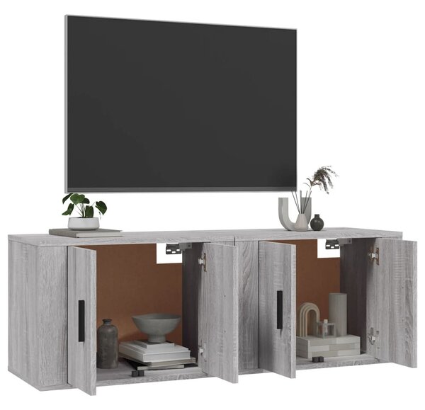 2 db szürke sonoma falra szerelhető TV-szekrény 57x34,5x40 cm