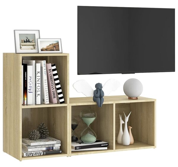 2 db sonoma tölgy színű szerelt fa TV-szekrény 72x35x36,5 cm