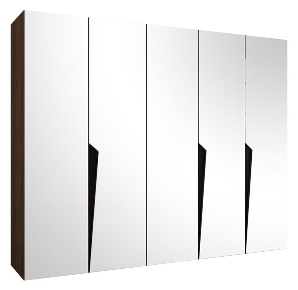 Gardróbszekrény Hartford 616, Laminált forgácslap, 202x250x52cm, Dió, Fekete