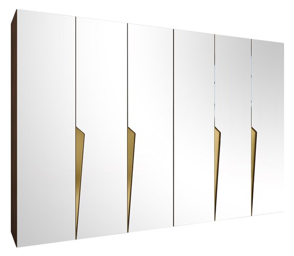 Gardróbszekrény Hartford 617, Laminált forgácslap, 202x300x52cm, Dió, Aranysárga