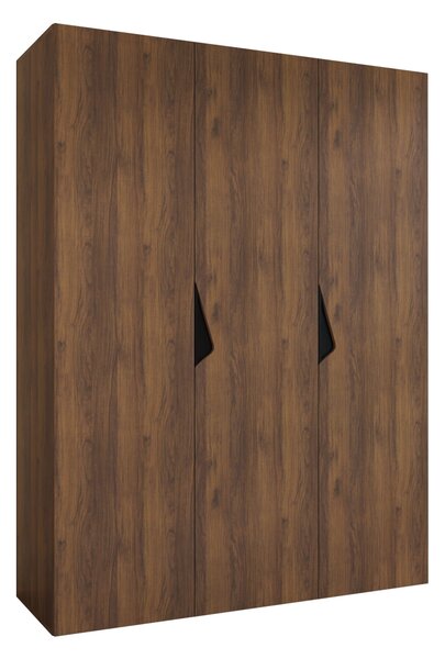 Gardróbszekrény Hartford 619, Laminált forgácslap, 202x150x52cm, Fekete, Dió