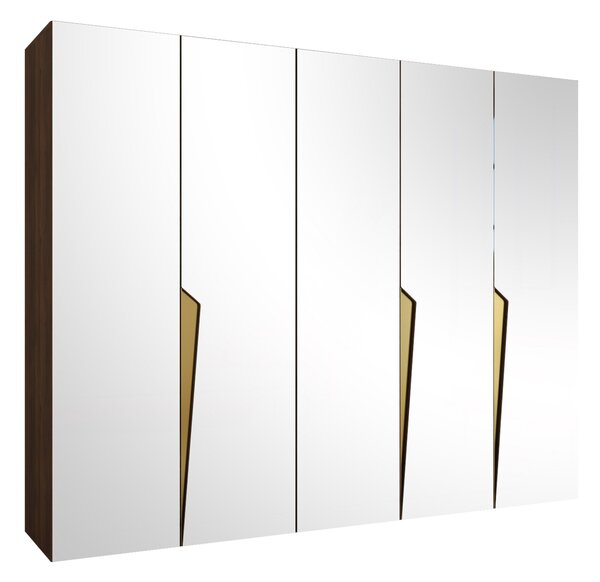 Gardróbszekrény Hartford 616, Laminált forgácslap, 202x250x52cm, Dió, Aranysárga