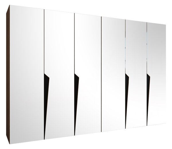 Gardróbszekrény Hartford 617, Laminált forgácslap, 202x300x52cm, Dió, Fekete