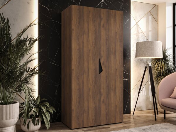 Gardróbszekrény Hartford 618, Laminált forgácslap, 202x100x52cm, Fekete, Dió