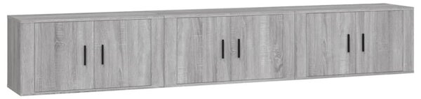 3 db szürke sonoma falra szerelhető TV-szekrény 80x34,5x40 cm