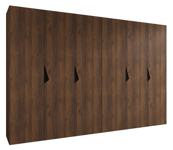 Gardróbszekrény Hartford 622, Laminált forgácslap, 202x300x52cm, Dió, Fekete
