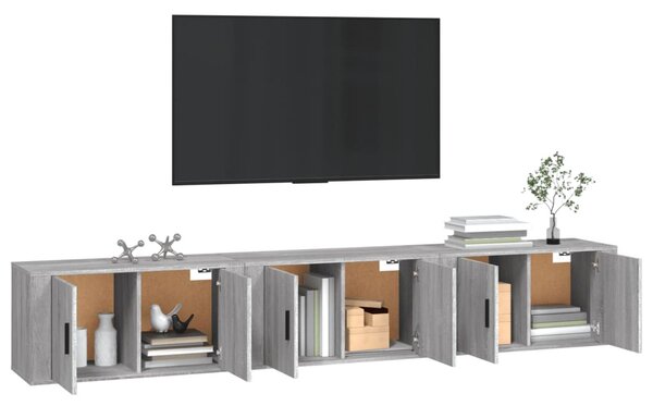 3 db szürke sonoma falra szerelhető TV-szekrény 80x34,5x40 cm