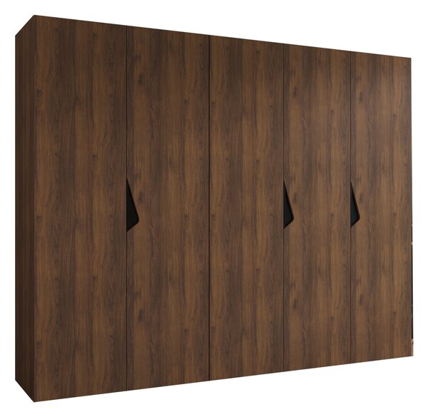 Gardróbszekrény Hartford 621, Laminált forgácslap, 202x250x52cm, Dió, Fekete