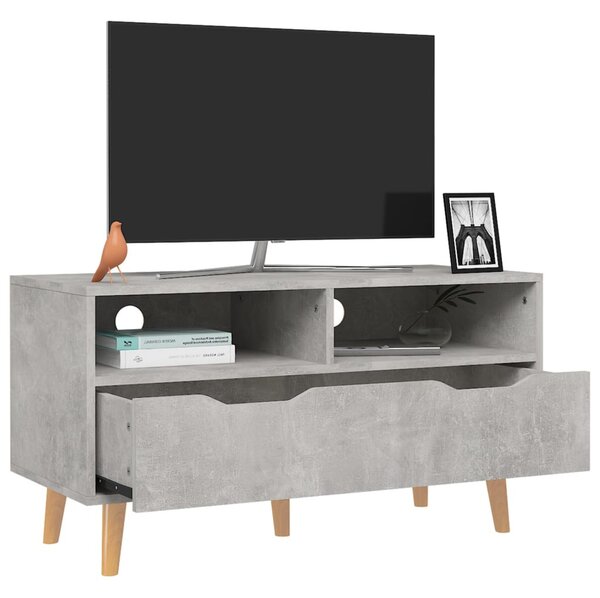 Betonszürke szerelt fa TV-szekrény 90 x 40 x 48,5 cm