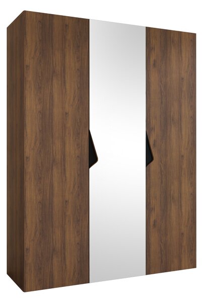 Gardróbszekrény Hartford 624, Laminált forgácslap, 202x150x52cm, Fekete, Dió