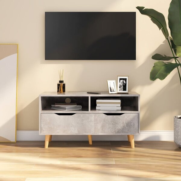 Betonszürke szerelt fa TV-szekrény 90 x 40 x 48,5 cm