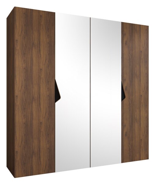 Gardróbszekrény Hartford 625, Laminált forgácslap, 202x200x52cm, Fekete, Dió