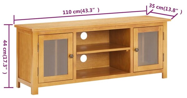 Tömör tölgyfa TV szekrény 110x35x44 cm