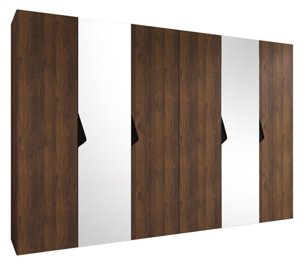 Gardróbszekrény Hartford 627, Laminált forgácslap, 202x300x52cm, Dió, Fekete
