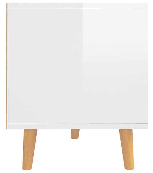 Magasfényű fehér szerelt fa TV-szekrény 90 x 40 x 48,5 cm