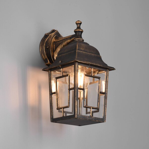Trio Lighting Kültéri fali lámpa Volturno, alsó foglalat, rozsdaszínű antikolt, dimmelhető, Barna / rozsda, Alumínium, Antik