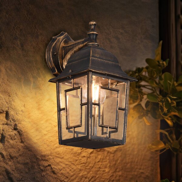 Trio Lighting Kültéri fali lámpa Volturno, alsó foglalat, rozsdaszínű antikolt, dimmelhető, Barna / rozsda, Alumínium, Antik