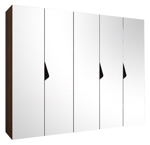 Gardróbszekrény Hartford 631, Laminált forgácslap, 202x250x52cm, Dió, Fekete