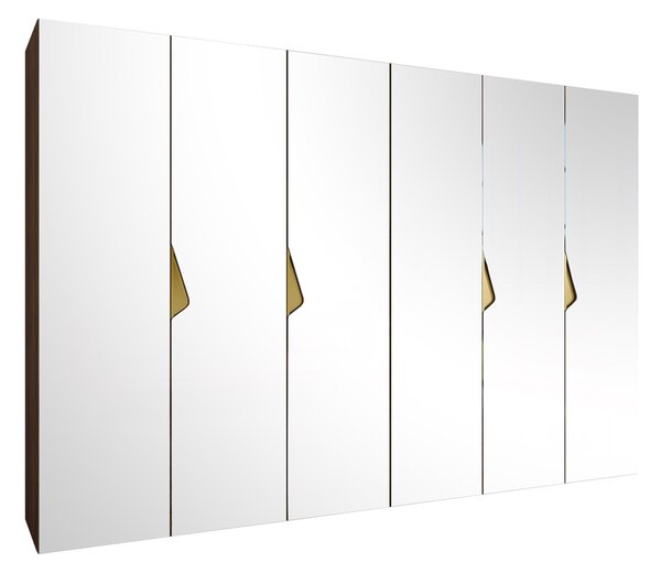 Gardróbszekrény Hartford 632, Laminált forgácslap, 202x300x52cm, Dió, Aranysárga