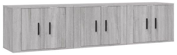 3 db szürke sonoma falra szerelhető TV-szekrény 57x34,5x40 cm