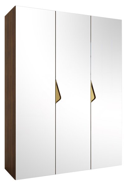 Gardróbszekrény Hartford 629, Laminált forgácslap, 202x150x52cm, Aranysárga, Dió