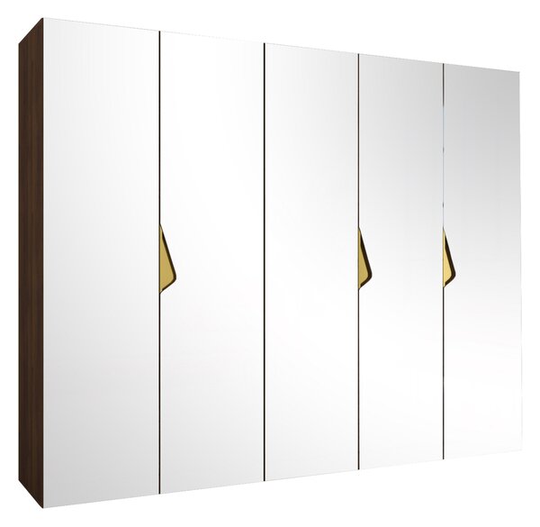 Gardróbszekrény Hartford 631, Laminált forgácslap, 202x250x52cm, Dió, Aranysárga