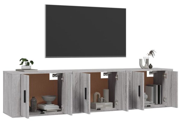 3 db szürke sonoma falra szerelhető TV-szekrény 57x34,5x40 cm