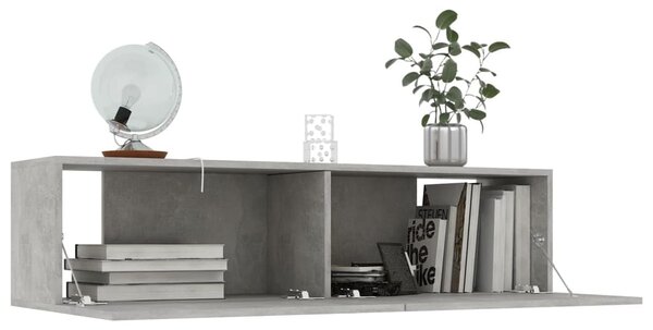 Betonszürke szerelt fa TV-szekrény 120 x 30 x 30 cm