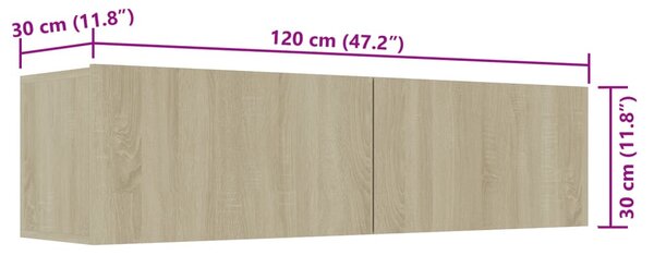 Sonoma tölgy szerelt fa TV-szekrény 120 x 30 x 30 cm