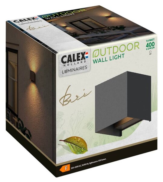 Calex LED kültéri falilámpa Cube, fel/le, magasság 10 cm, fekete, Fekete, Alumínium, Modern