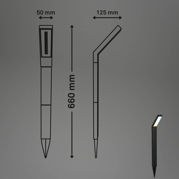 Briloner LED napelemes földi tüskefény 3796015, fekete, műanyag, CCT, Fekete, Alumínium, Modern