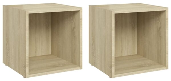 2 db sonoma tölgy színű szerelt fa TV-szekrény 37 x 35 x 37 cm