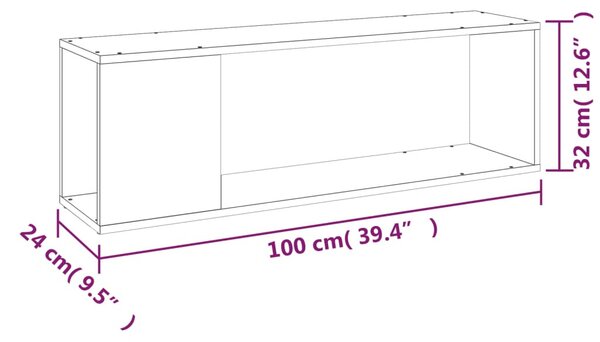 Fehér szerelt fa TV-szekrény 100 x 24 x 32 cm