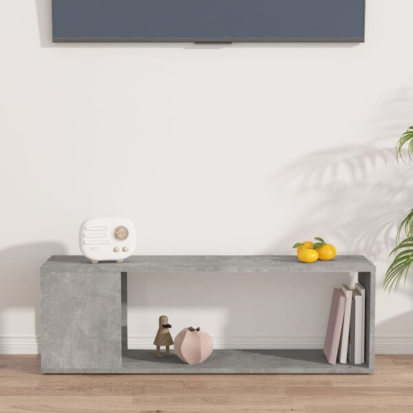 Betonszürke szerelt fa TV-szekrény 100 x 24 x 32 cm
