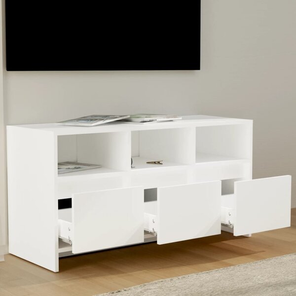 Fehér szerelt fa TV-szekrény 102 x 37,5 x 52,5 cm